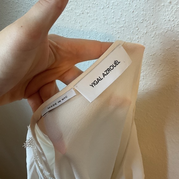 Yigal Azrouel 100% Silk Ruffle Lace White Blouse Size 6 - Picture 7 of 12
